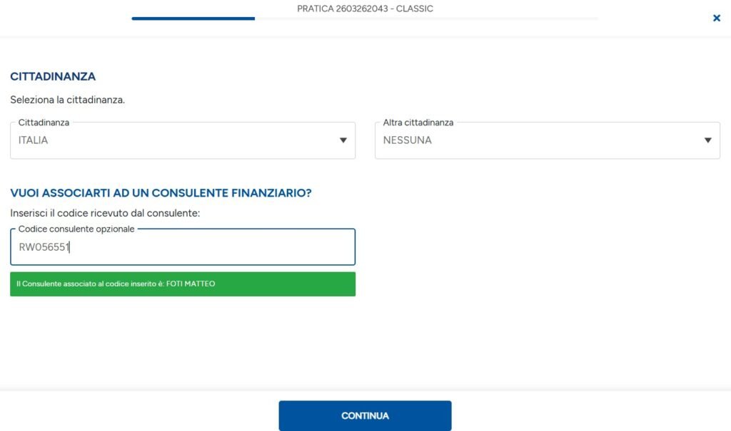 inserire codice consulente conto fineco